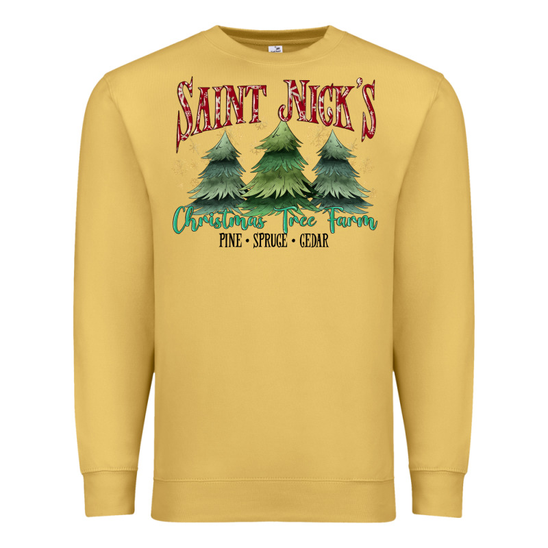 Saint Nick's Christmas Tree Farm Premium Sweatshirt by MaliasSmallBusiness | Teevron