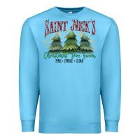 Ocean Blue Saint Nick's Christmas Tree Farm Premium Sweatshirt - MaliasSmallBusiness