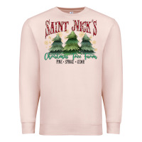 Pale Pink Saint Nick's Christmas Tree Farm Premium Sweatshirt - MaliasSmallBusiness