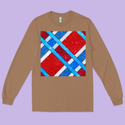 Glitter 4th Of July Seamless Pattern Long Sleeve Tee Designed By Bundleandbundleshop