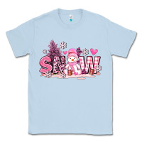 Dusty Blue pink snowman and snow Classic Tee - AdoDesignShop