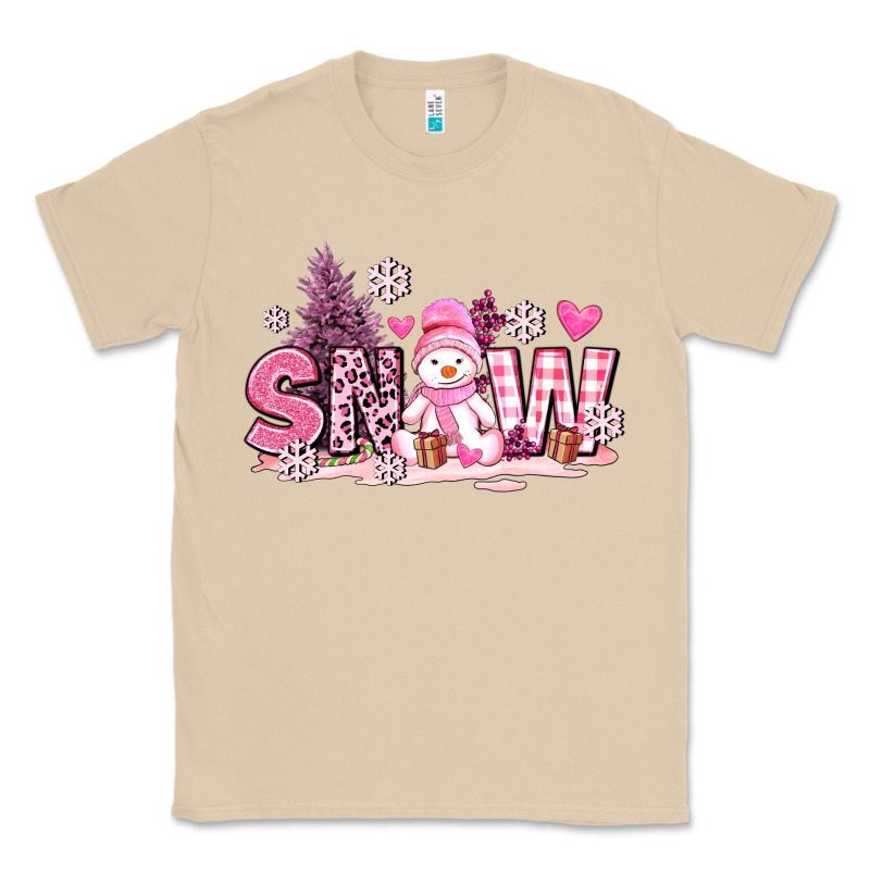 Pink Snowman And Snow Classic Tee by AdoDesignShop | Teevron