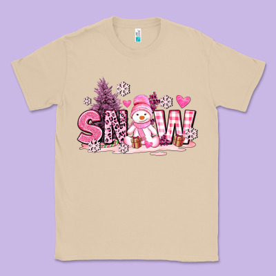 Pink Snowman And Snow Classic Tee Designed By Adodesignshop