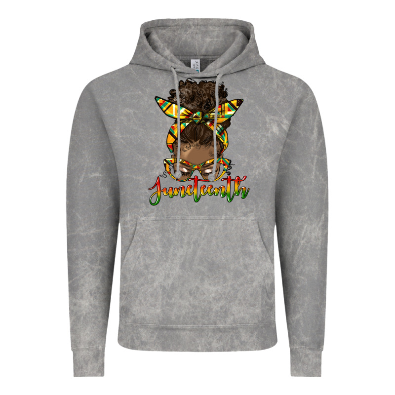 Juneteenth Black Woman Messy Bun Vintage Hoodie by HRA Design Shop | Teevron