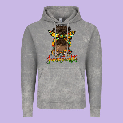 Juneteenth Black Woman Messy Bun Vintage Hoodie Designed By Hra Design Shop