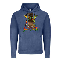 Vintage Denim juneteenth black woman messy bun Vintage Hoodie - HRA Design Shop