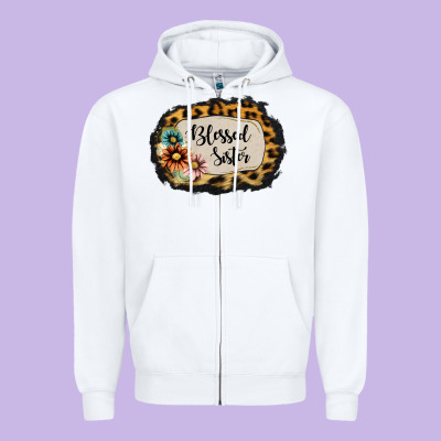 Blessed Sister Zipper Hoodie Designed By Jasminsmagicworld