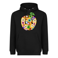 Black colorful flora apple teacher Heavyweight Hoodie - NancyCooperArtShop