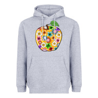 Heather Grey colorful flora apple teacher Heavyweight Hoodie - NancyCooperArtShop