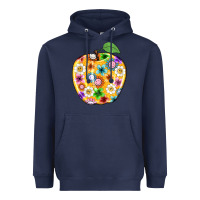 Navy colorful flora apple teacher Heavyweight Hoodie - NancyCooperArtShop