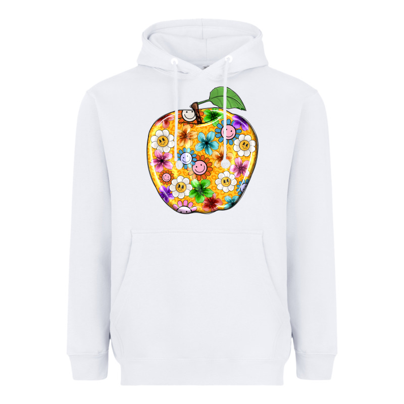 Colorful Flora Apple Teacher Heavyweight Hoodie by NancyCooperArtShop | Teevron