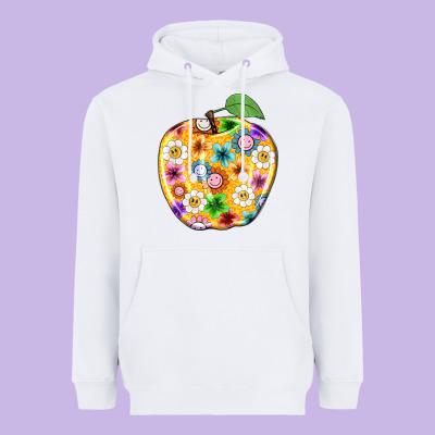Colorful Flora Apple Teacher Heavyweight Hoodie Designed By Nancycooperartshop
