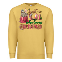 Antique Gold Pink Just a girl who loves Christmas Premium Sweatshirt - NancyCooperArtShop