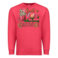 Cardinal Pink Just a girl who loves Christmas Premium Sweatshirt - NancyCooperArtShop