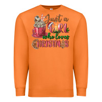 Carrot Pink Just a girl who loves Christmas Premium Sweatshirt - NancyCooperArtShop