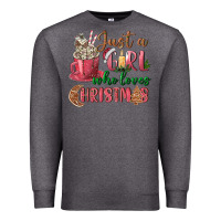 Charcoal Heather Pink Just a girl who loves Christmas Premium Sweatshirt - NancyCooperArtShop