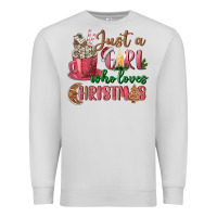 Dove Grey Pink Just a girl who loves Christmas Premium Sweatshirt - NancyCooperArtShop