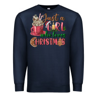 Navy Pink Just a girl who loves Christmas Premium Sweatshirt - NancyCooperArtShop