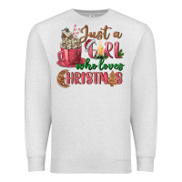 Oatmeal Heather Pink Just a girl who loves Christmas Premium Sweatshirt - NancyCooperArtShop