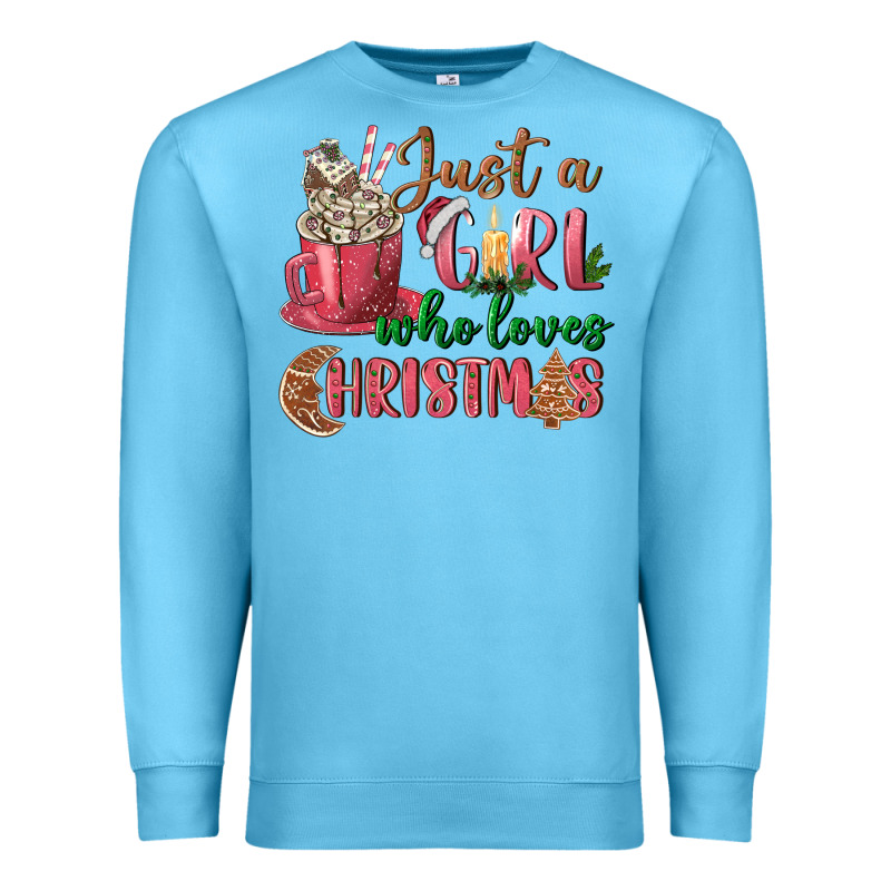 Pink Just A Girl Who Loves Christmas Premium Sweatshirt by NancyCooperArtShop | Teevron