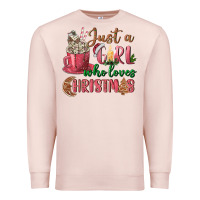 Pale Pink Pink Just a girl who loves Christmas Premium Sweatshirt - NancyCooperArtShop
