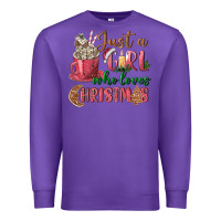 Purple Pink Just a girl who loves Christmas Premium Sweatshirt - NancyCooperArtShop