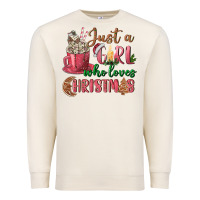 Sandshell Pink Just a girl who loves Christmas Premium Sweatshirt - NancyCooperArtShop