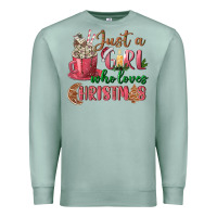 Seafoam Pink Just a girl who loves Christmas Premium Sweatshirt - NancyCooperArtShop