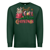 Sports Green Pink Just a girl who loves Christmas Premium Sweatshirt - NancyCooperArtShop