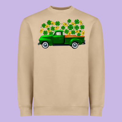St Patricks Shamrock Gold Truck Heavyweight Sweatshirt Designed By Fadigitalartstudio