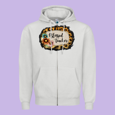 Blessed Teacher Zipper Hoodie Designed By Jasminsmagicworld