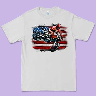 Premium Tee dirt bike american flag
