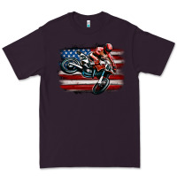 Plum dirt bike american flag Premium Tee - MaliasSmallBusiness