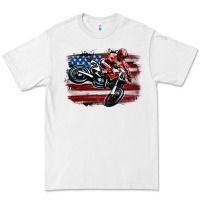 White dirt bike american flag Premium Tee - MaliasSmallBusiness