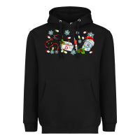 Black christmas nurse Heavyweight Hoodie - MaliasSmallBusiness