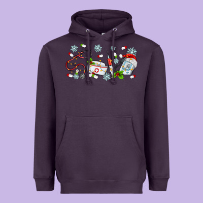 Christmas Nurse Heavyweight Hoodie Designed By Maliassmallbusiness