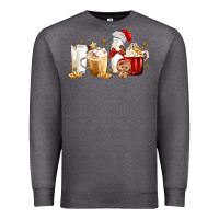 Charcoal Heather Christmas Milk and Cookie Latte Coffee Cups Premium Sweatshirt - MaliasSmallBusiness