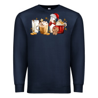 Navy Christmas Milk and Cookie Latte Coffee Cups Premium Sweatshirt - MaliasSmallBusiness