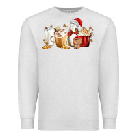 Oatmeal Heather Christmas Milk and Cookie Latte Coffee Cups Premium Sweatshirt - MaliasSmallBusiness