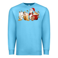 Ocean Blue Christmas Milk and Cookie Latte Coffee Cups Premium Sweatshirt - MaliasSmallBusiness
