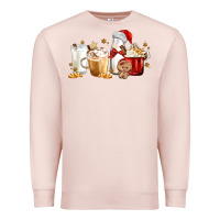Pale Pink Christmas Milk and Cookie Latte Coffee Cups Premium Sweatshirt - MaliasSmallBusiness