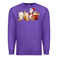 Purple Christmas Milk and Cookie Latte Coffee Cups Premium Sweatshirt - MaliasSmallBusiness