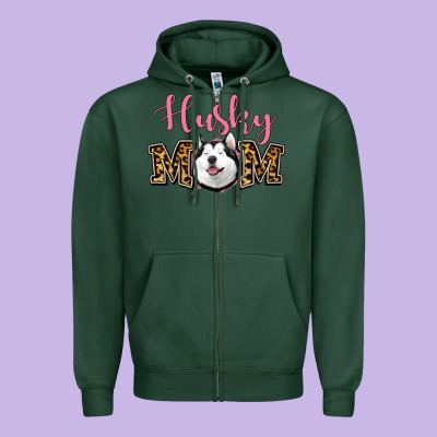 Husky Mom Zipper Hoodie Designed By Jasminsmagicworld