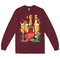 Burgundy new year party champagne Long Sleeve Tee - AdoDesignShop