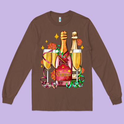New Year Party Champagne Long Sleeve Tee Designed By Adodesignshop