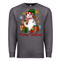 Charcoal Heather Snowman Merry Christmas Premium Sweatshirt - NancyCooperArtShop