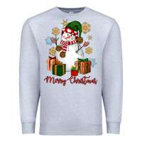 Heather Grey Snowman Merry Christmas Premium Sweatshirt - NancyCooperArtShop