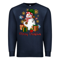 Navy Snowman Merry Christmas Premium Sweatshirt - NancyCooperArtShop