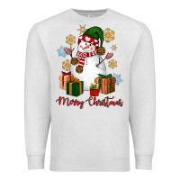 Oatmeal Heather Snowman Merry Christmas Premium Sweatshirt - NancyCooperArtShop