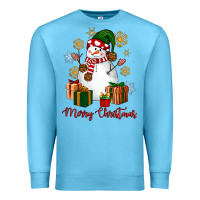 Ocean Blue Snowman Merry Christmas Premium Sweatshirt - NancyCooperArtShop